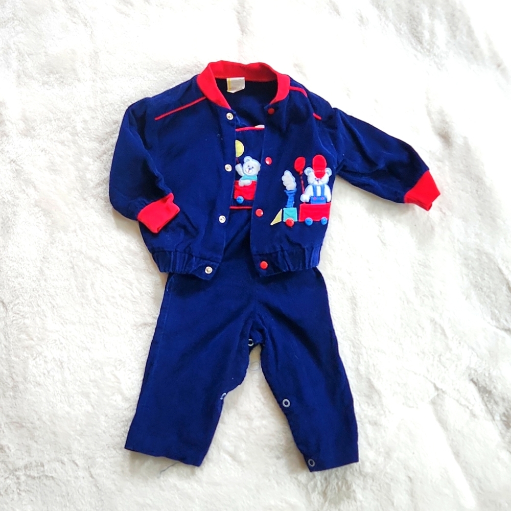 Vintage Corduroy Jacket & Overall Set, Sz 12 Months